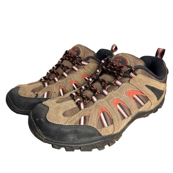 Magellan Prowler Hiking Shoes Mens 8 Waterproof Brown Orange GUC Lace Up Low Top - Picture 1 of 10